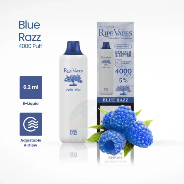 Ripe Vapes Palm Plus 4000 Puff Blue Razz Disposable Vape