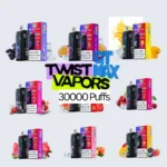 Image of a sleek Twist Vapors GT MAX 30000 Puffs disposable vape device, showcasing its compact design and indicating its high puff count, perfect for vapers in Riyadh