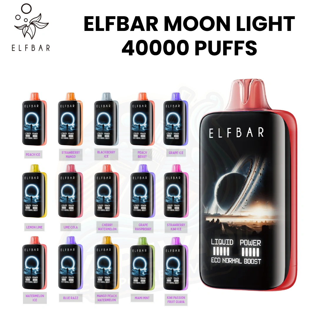 ELFBAR Moon Light 40000 Puffs | Rechargeable | Curved Screen | Adjustable Power & Airflow | 15 Flavors