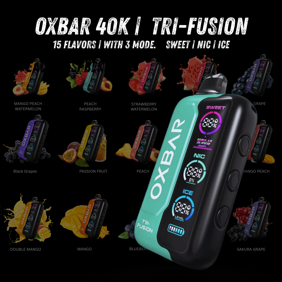 Oxbar Tri-Fusion 40,000 Puffs Disposable Vape – Multiple Flavors | Dual Mesh Coil & Digital Display